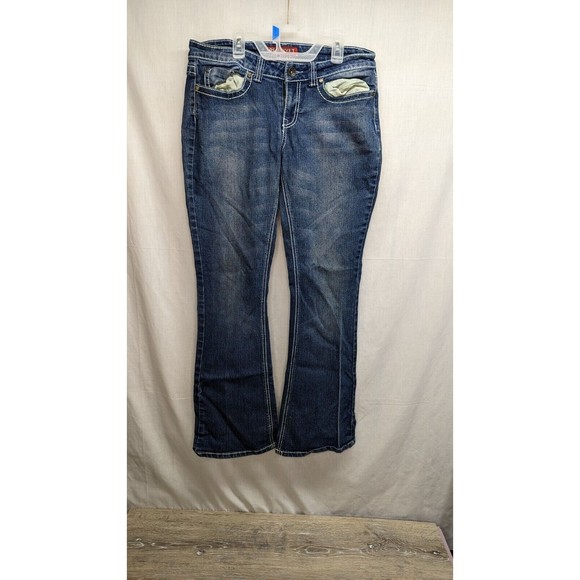 Red Rivet Blue Jeans Juniors Size 13 Dark Wash Stretch Bootcut - Picture 1 of 7